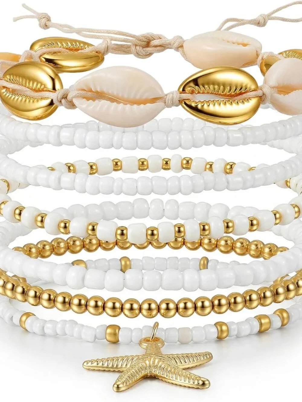 7PCS Boho Shell Ankle Bracelet Shell Beaded Ankle Bracelets for Women, Summer Be - Picture 1 of 8